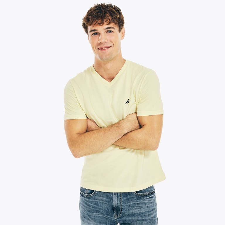 Nautica Solid V-neck Amarillo Claro | bhxYxlum