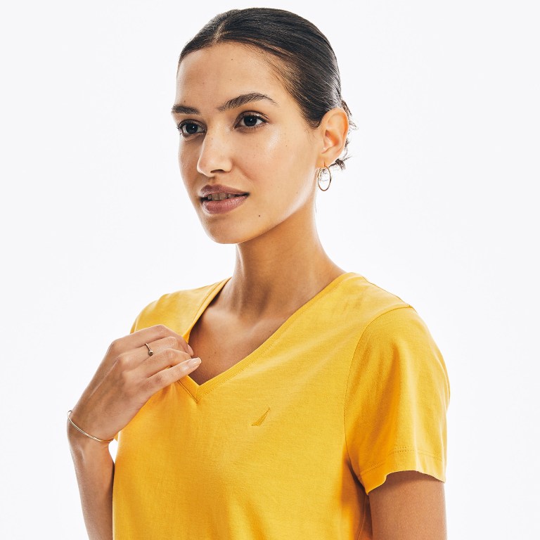 Nautica Solid V-neck Amarillo | STOmURUS