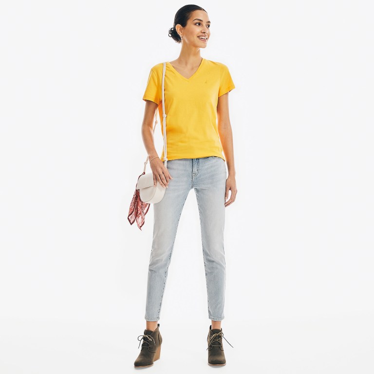 Nautica Solid V-neck Amarillo | STOmURUS