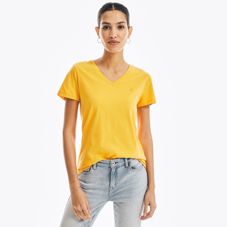 Nautica Solid V-neck Amarillo | STOmURUS