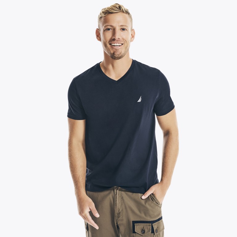 Nautica Solid V-neck Azul Marino | LDrYMtht