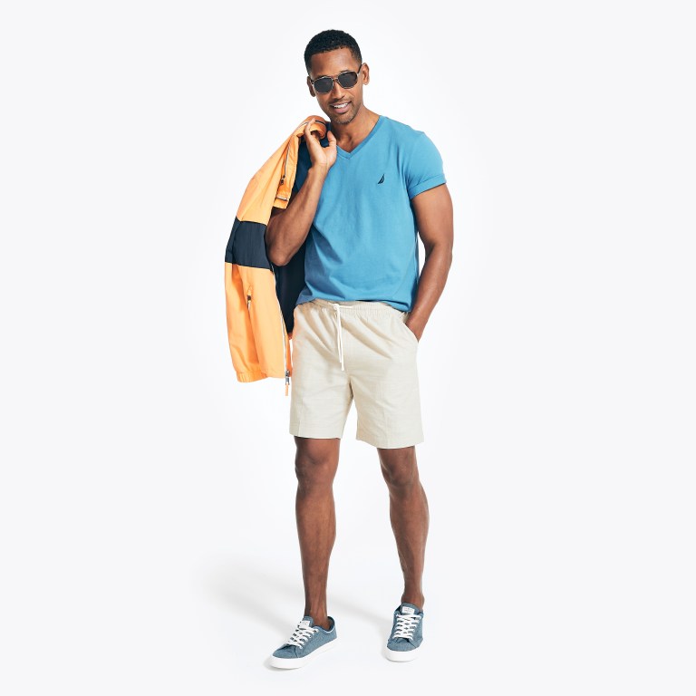 Nautica Solid V-neck Azules | SQeSinW5