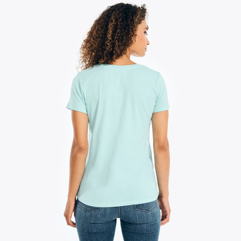 Nautica Solid V-neck Azules | ybsHSCJS