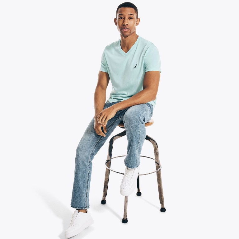 Nautica Solid V-neck Blancas | cWcrhCSW