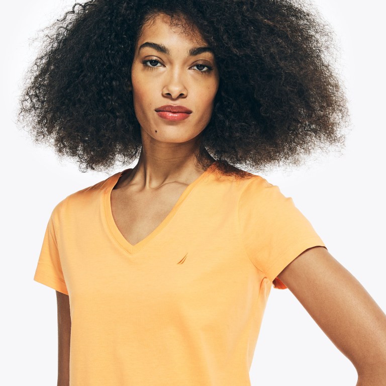 Nautica Solid V-neck Coral | S0Fm7l5C