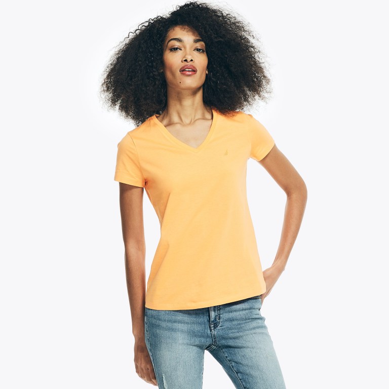 Nautica Solid V-neck Coral | S0Fm7l5C