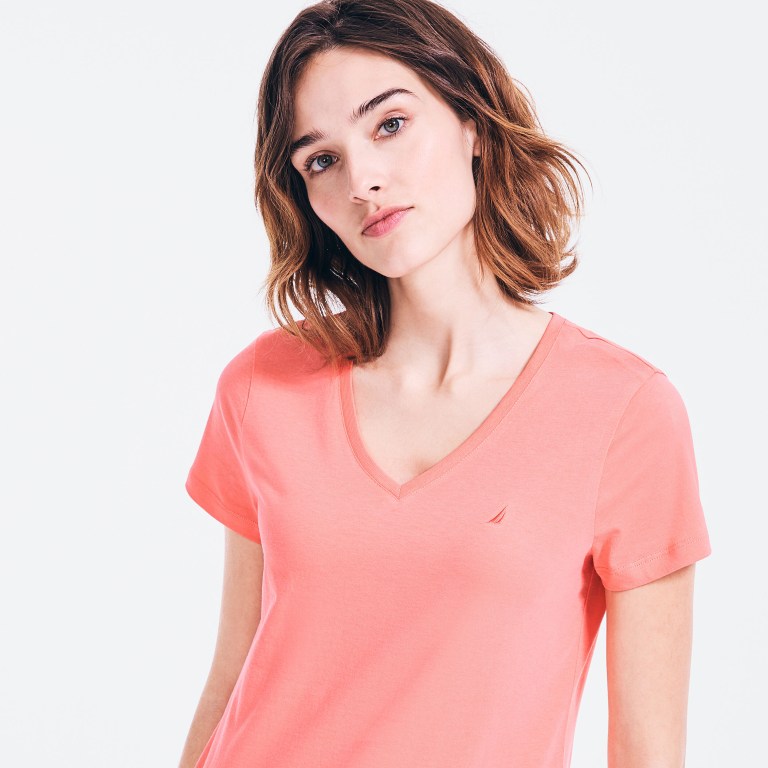 Nautica Solid V-neck Coral | fgWloK2n