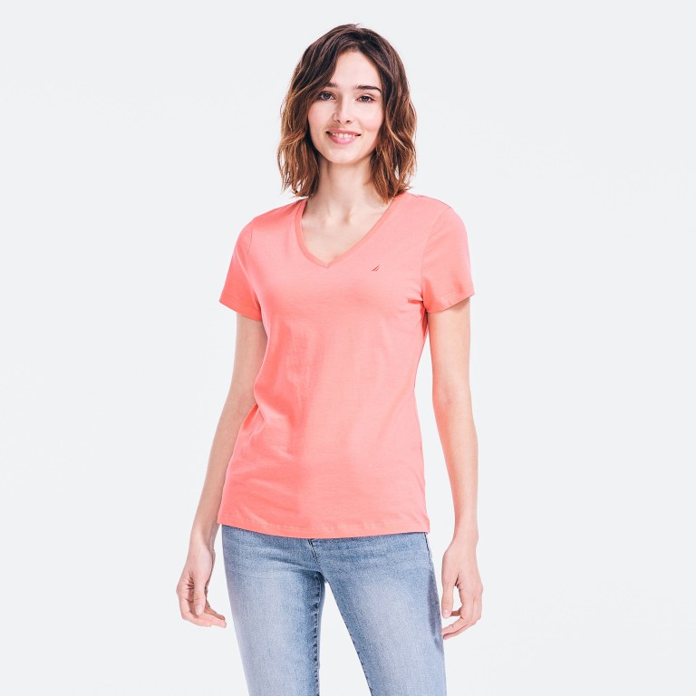 Nautica Solid V-neck Coral | fgWloK2n