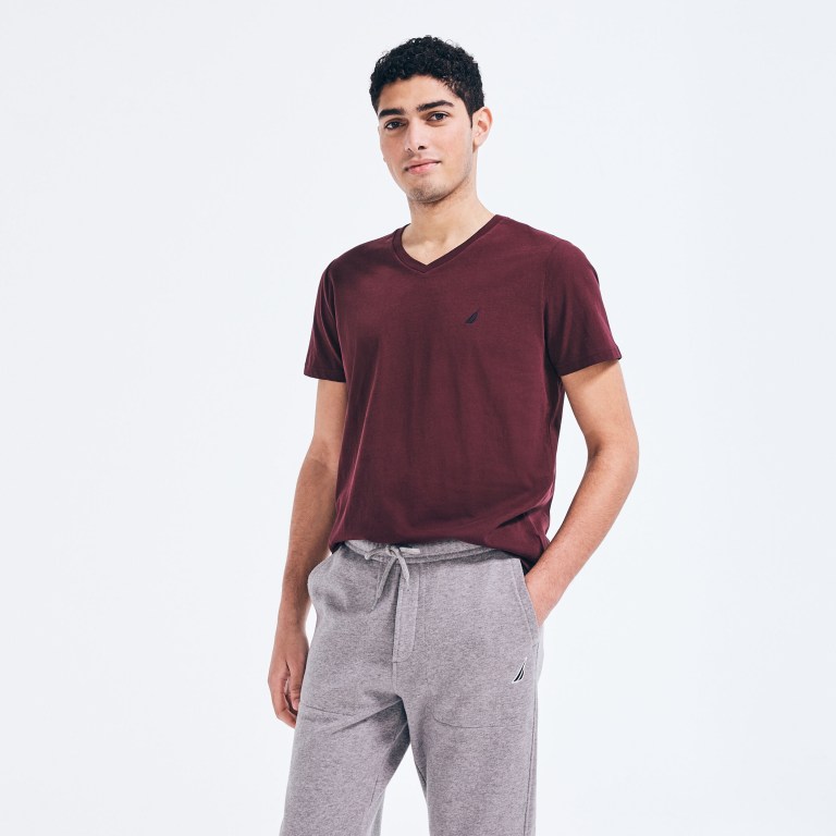 Nautica Solid V-neck Rojas | XdjDltq4