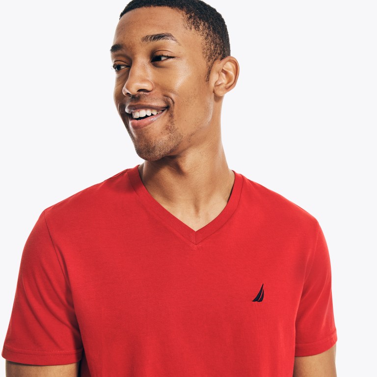 Nautica Solid V-neck Rojas | ehNbwIbh