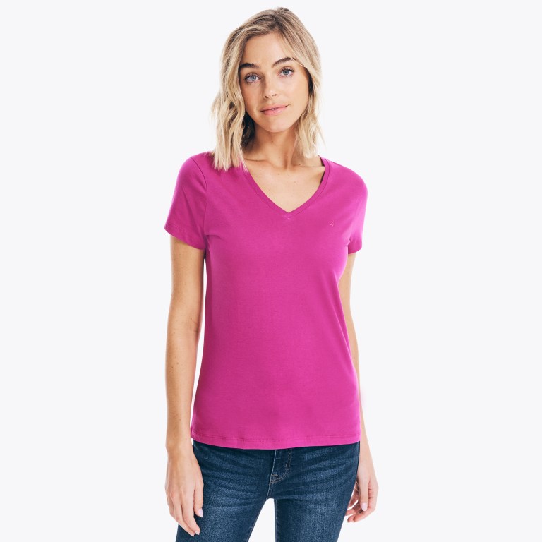 Nautica Solid V-neck Rosas | jwihbQJU