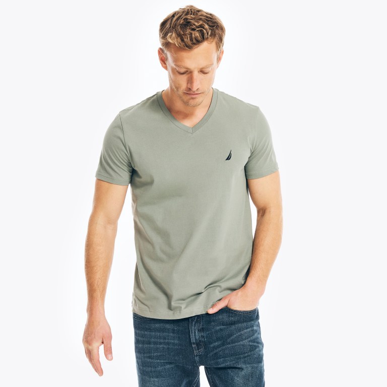 Nautica Solid V-neck Verde | nCLQ9aDq