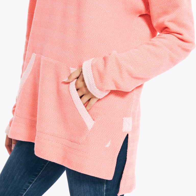 Nautica Split-neck Pullover Hoodie Coral | 18wBJiN9