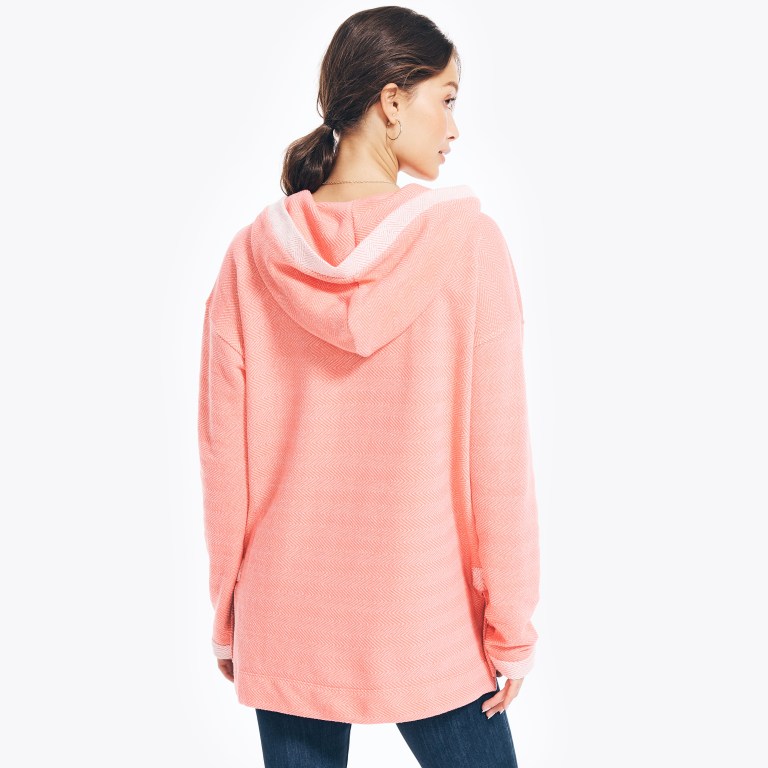 Nautica Split-neck Pullover Hoodie Coral | 18wBJiN9