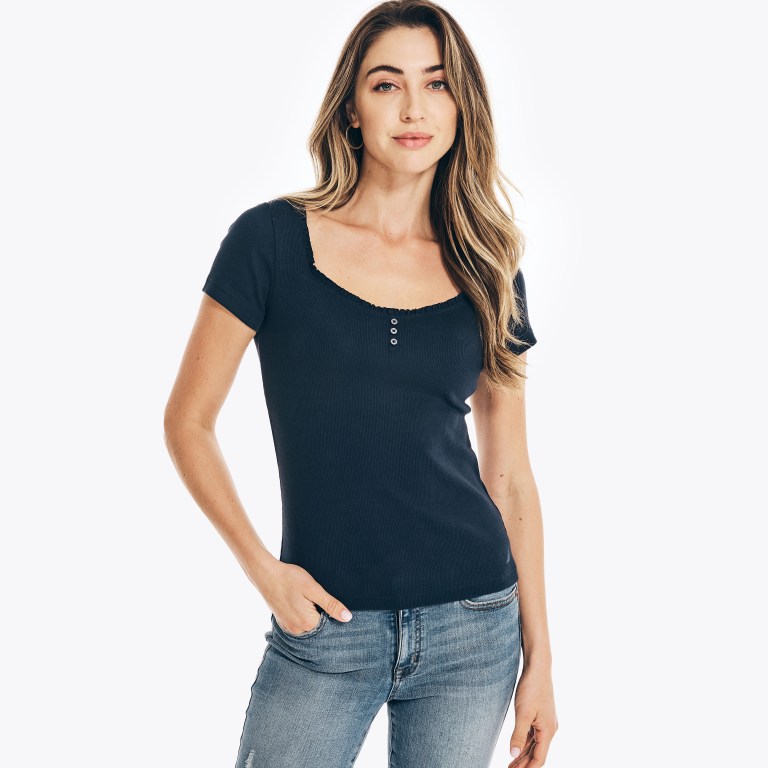 Nautica Square-neck -sleeve Henley Azules | sA5KtE0m