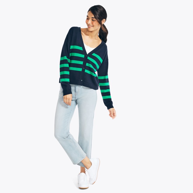 Nautica Striped Cardigan Azules | kLUaRiZI