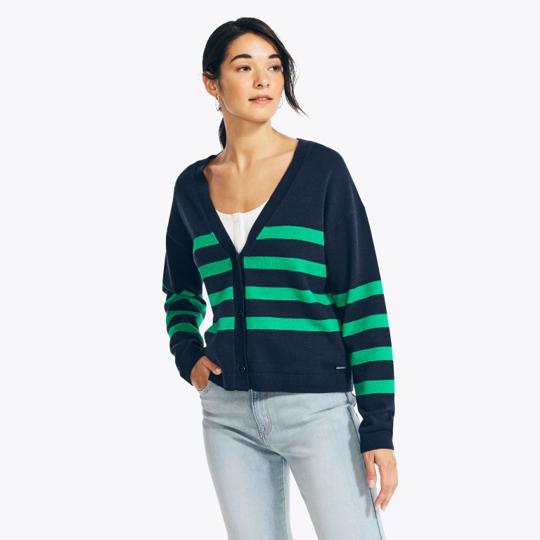 Nautica Striped Cardigan Azules | kLUaRiZI