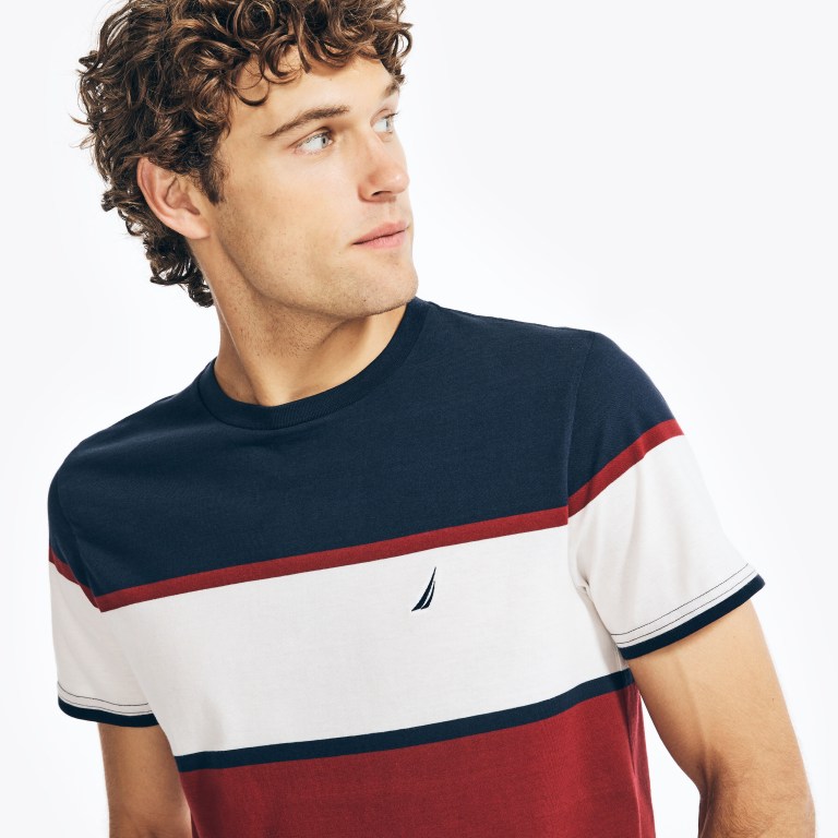 Nautica Striped Crewneck Azul Marino | KyaRwPQu