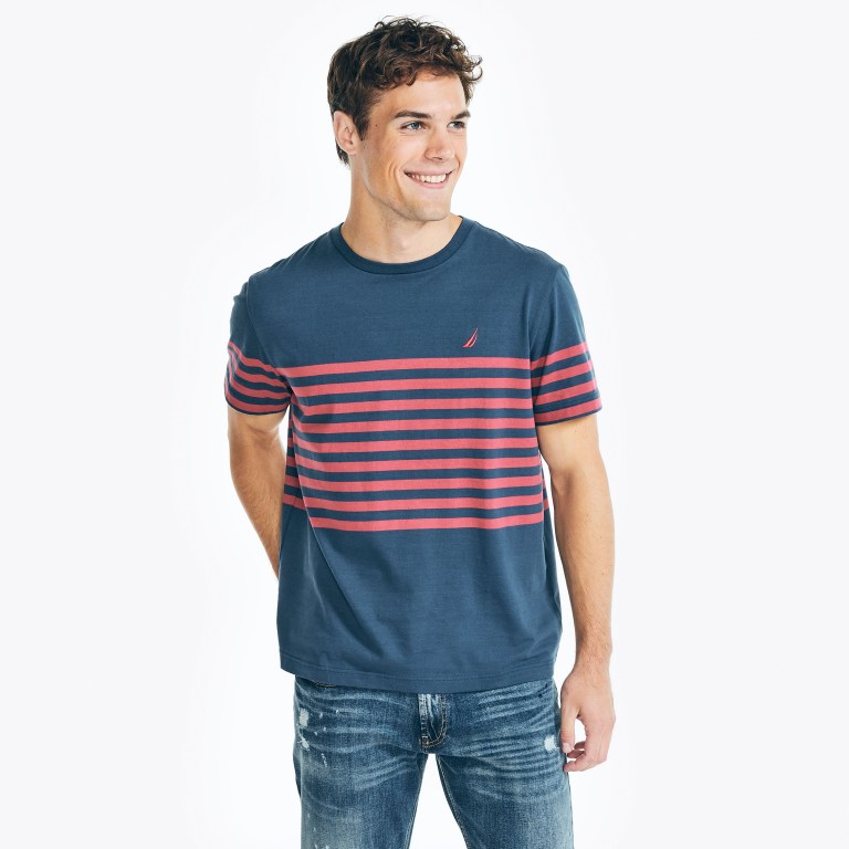 Nautica Striped Crewneck Azules | MyPfcMyw