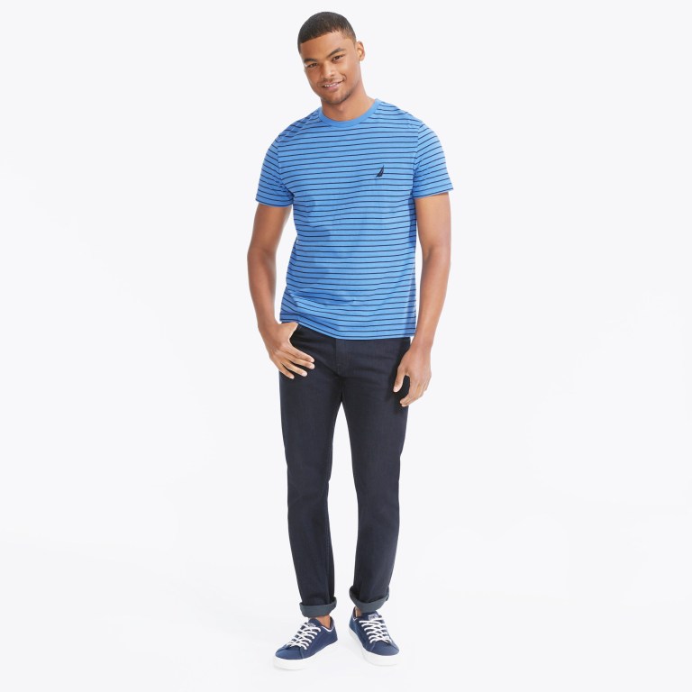 Nautica Striped Crewneck Azules | qISkAvZa