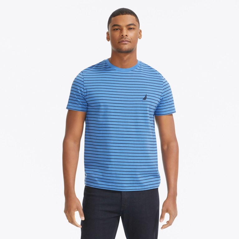 Nautica Striped Crewneck Azules | qISkAvZa