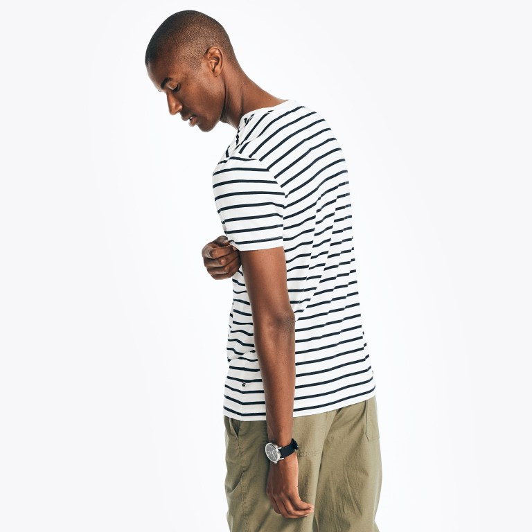 Nautica Striped Crewneck Blancas | W5BfJhz0