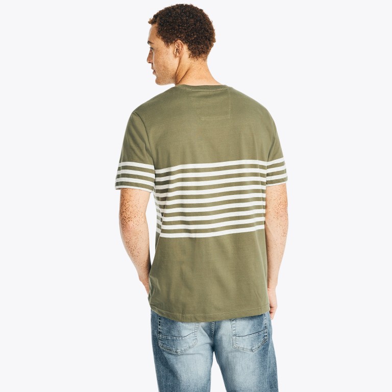 Nautica Striped Crewneck Verde Oliva | blgJMGaa