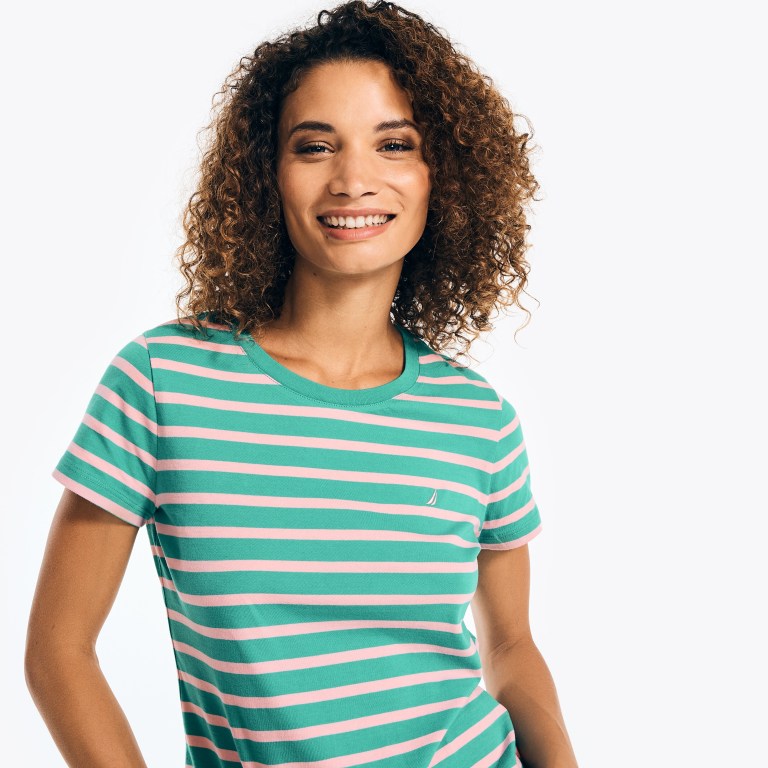 Nautica Striped Crewneck Verde | mPO2b4Tt