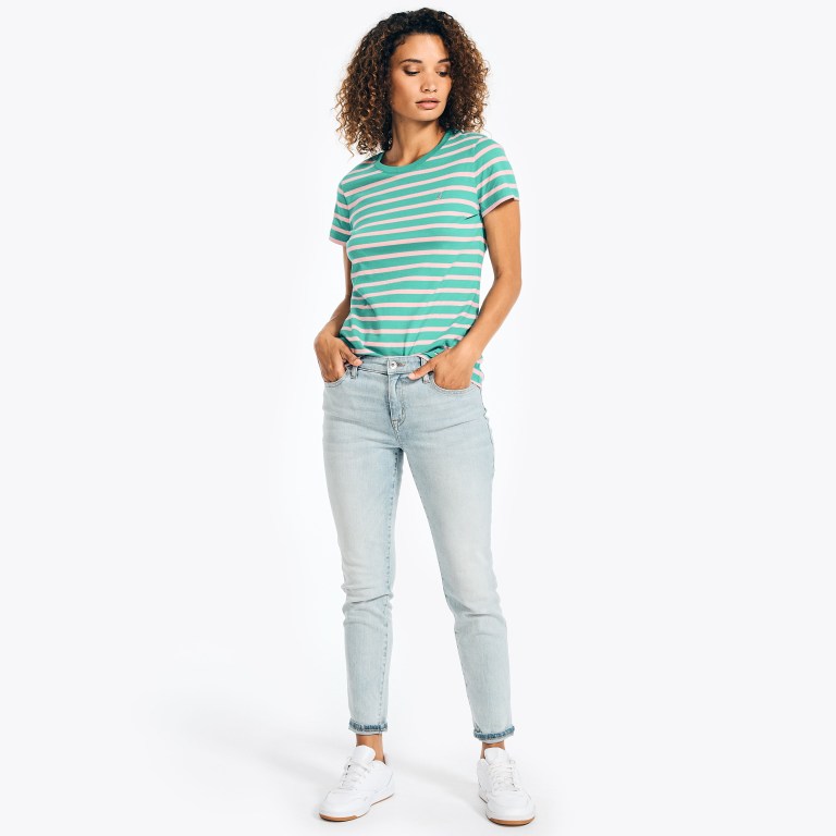 Nautica Striped Crewneck Verde | mPO2b4Tt