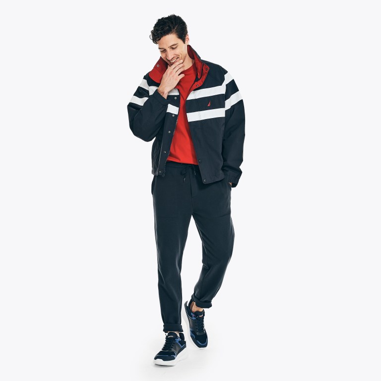 Nautica Striped Rainbreaker Bomber Azul Marino | YEiRrxCW