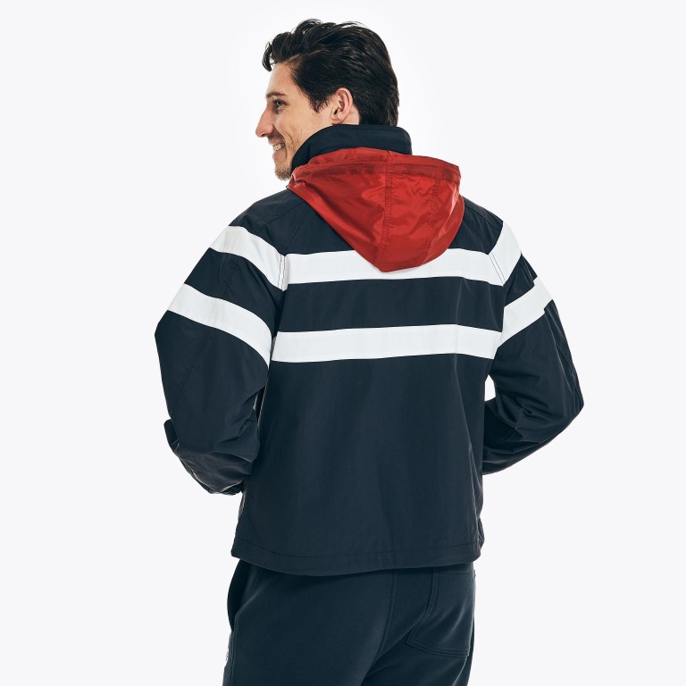 Nautica Striped Rainbreaker Bomber Azul Marino | YEiRrxCW