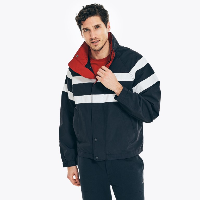 Nautica Striped Rainbreaker Bomber Azul Marino | YEiRrxCW