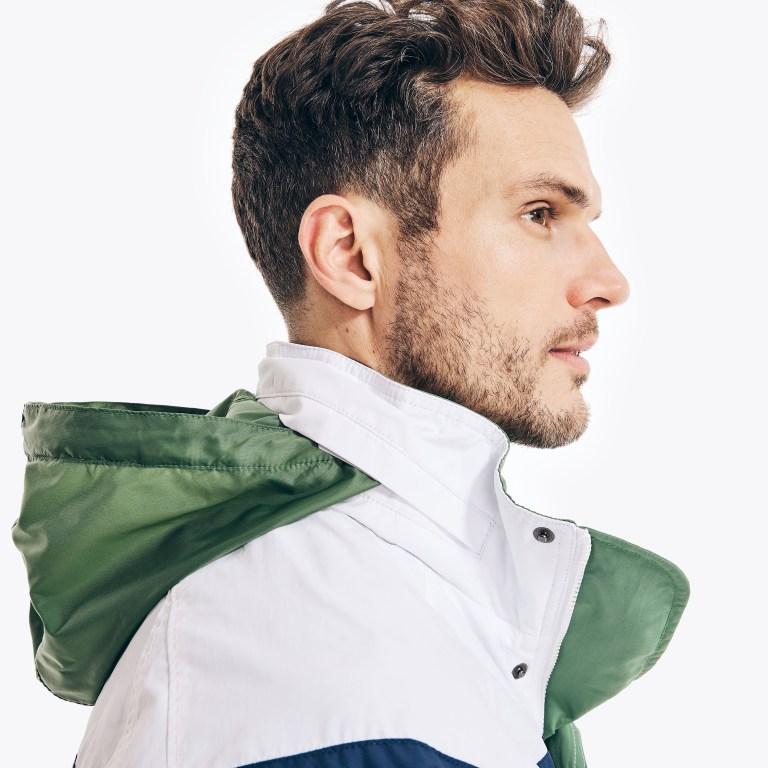 Nautica Striped Rainbreaker Bomber Blancas | jfZeauMz