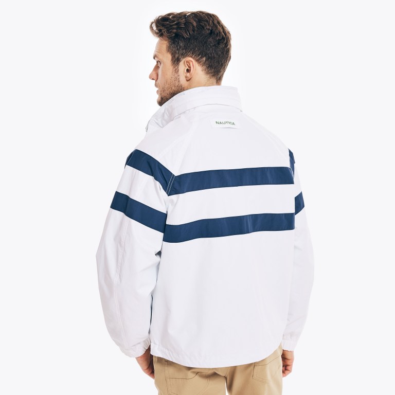 Nautica Striped Rainbreaker Bomber Blancas | jfZeauMz