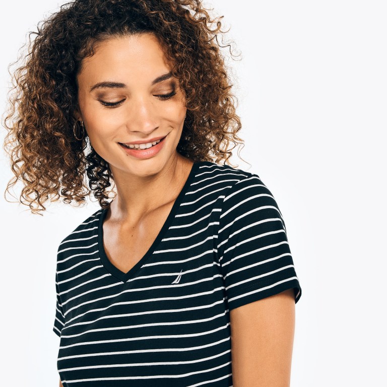 Nautica Striped V-neck Negras | hU7w8qQz