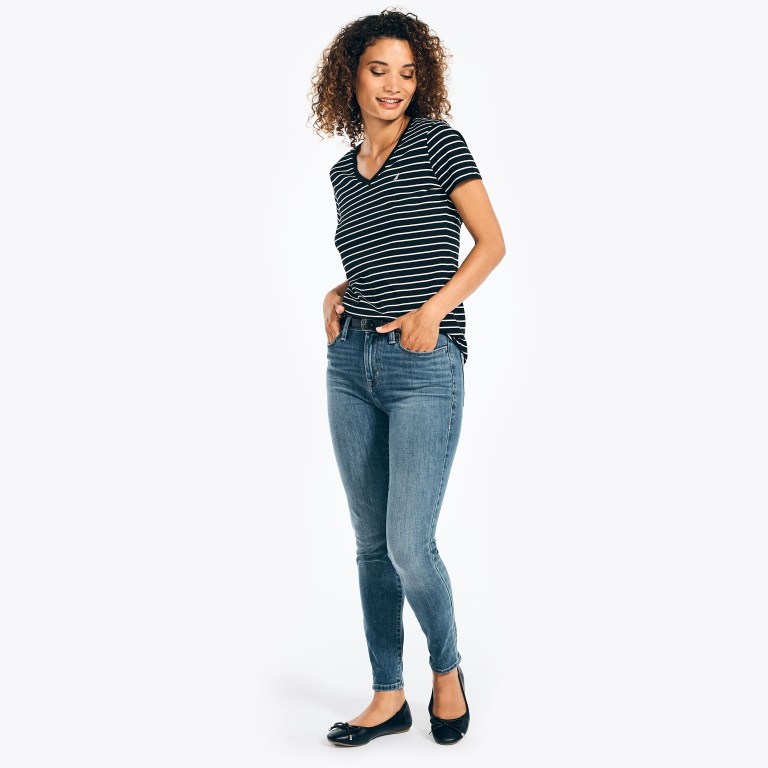 Nautica Striped V-neck Negras | hU7w8qQz