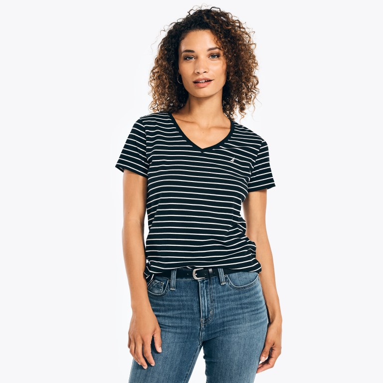 Nautica Striped V-neck Negras | hU7w8qQz