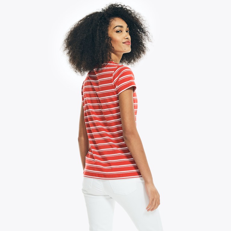 Nautica Striped V-neck Rojas | DjR2MzCn