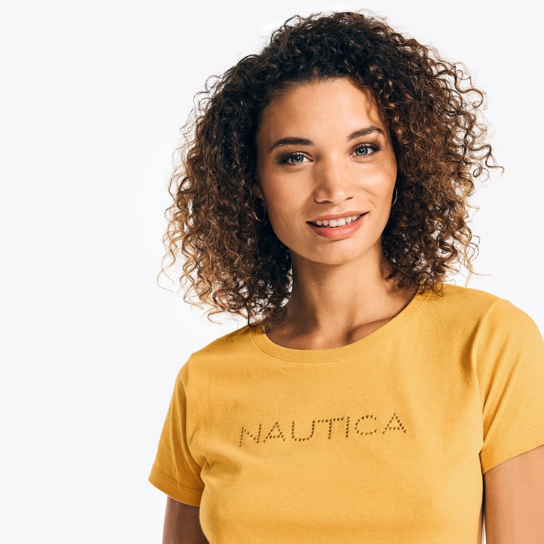 Nautica Studded Logo Crewneck Amarillo | ofP38g1z