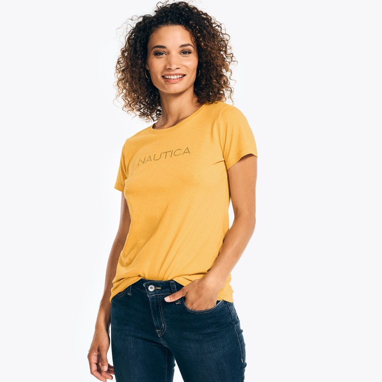 Nautica Studded Logo Crewneck Amarillo | ofP38g1z