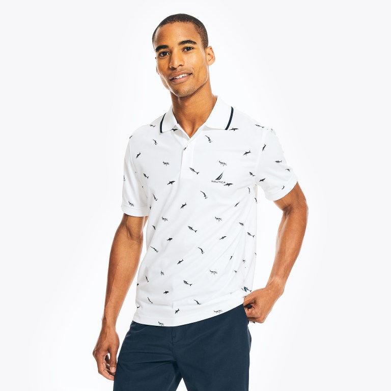 Nautica Sustainably Crafted Classic Fit Shark Print Blancas | NZ98UDZW