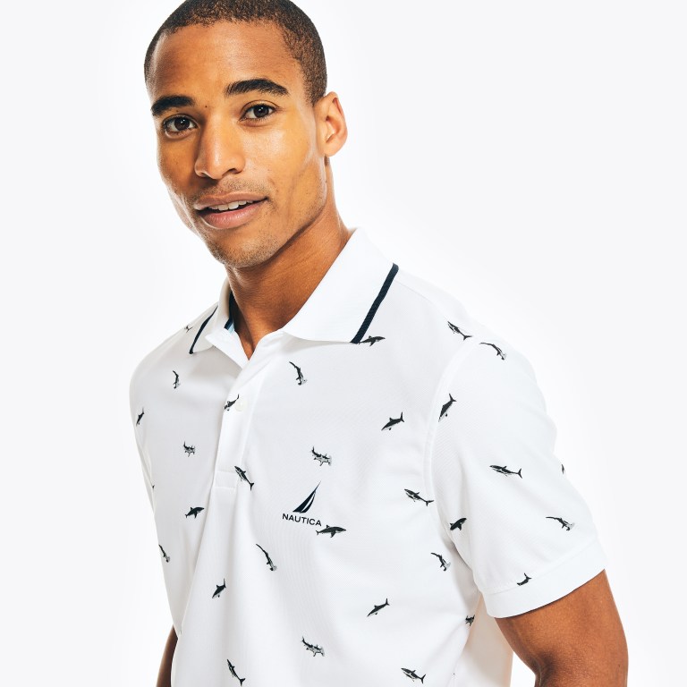 Nautica Sustainably Crafted Classic Fit Shark Print Blancas | NZ98UDZW