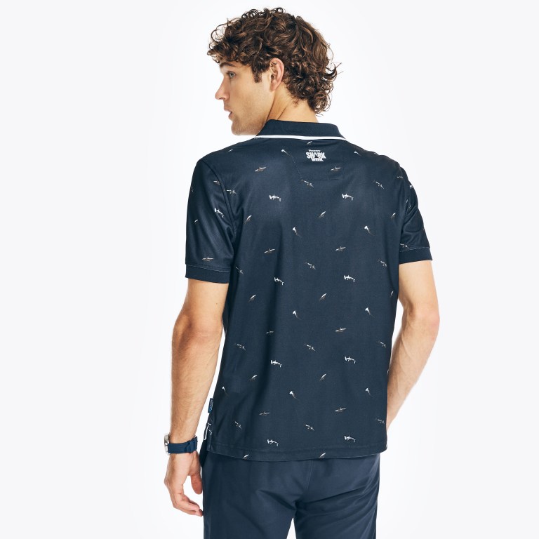 Nautica Sustainably Crafted Classic Fit Shark Print Azul Marino | aiVPdjbj