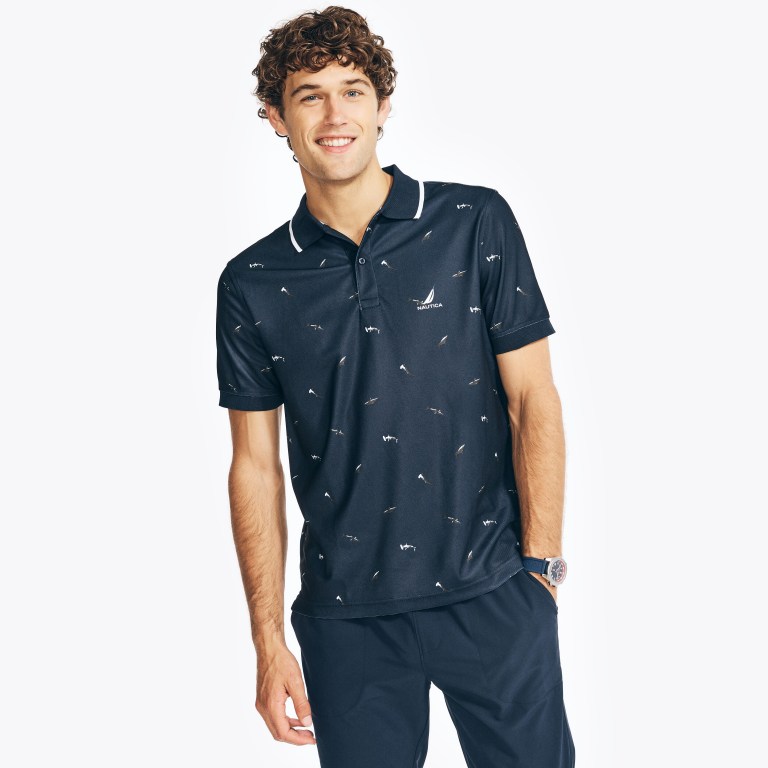 Nautica Sustainably Crafted Classic Fit Shark Print Azul Marino | aiVPdjbj