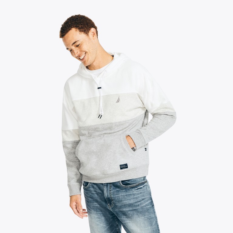 Nautica Sustainably Crafted Colorblock Hoodie Blancas | MuXZxEtW