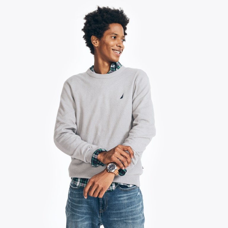 Nautica Sustainably Crafted Crewneck Gris | zCt8nwVb