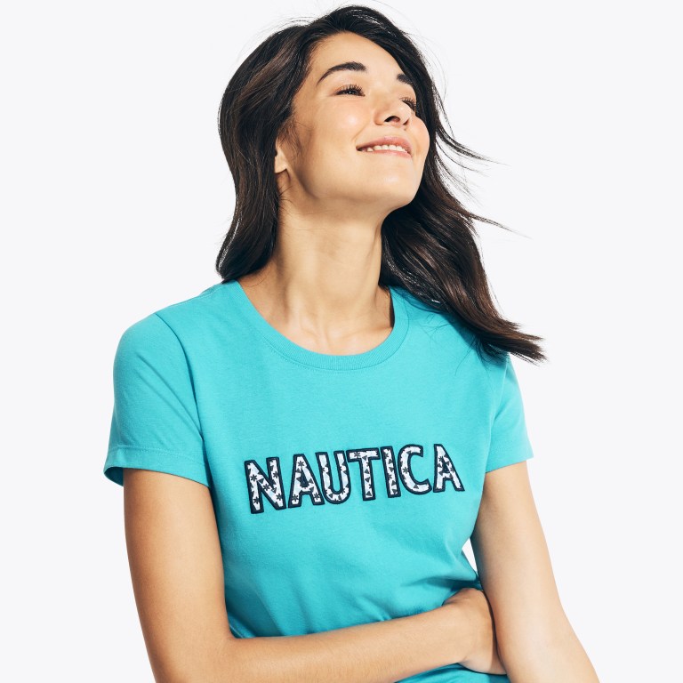 Nautica Sustainably Crafted Embroidered Logo Estampadas Azules | moKN2EcX