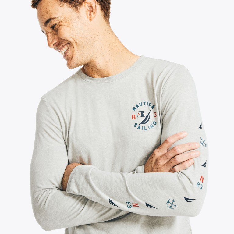 Nautica Sustainably Crafted Estampadas Long-sleeve Gris | sM4RaHuF