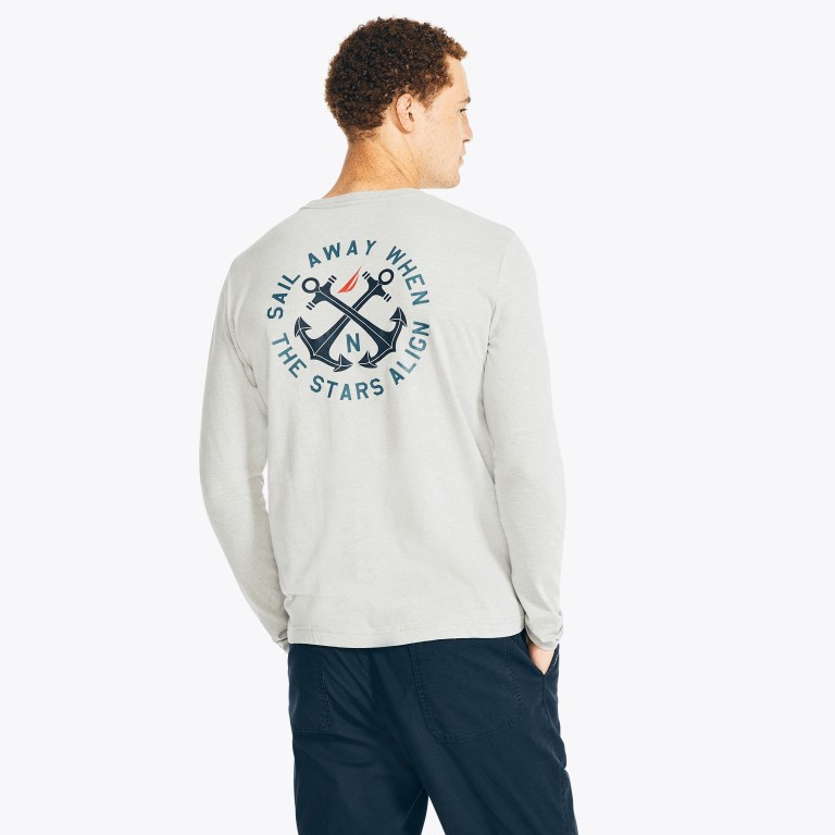 Nautica Sustainably Crafted Estampadas Long-sleeve Gris | sM4RaHuF