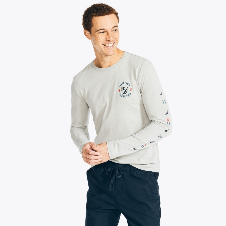 Nautica Sustainably Crafted Estampadas Long-sleeve Gris | sM4RaHuF